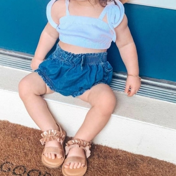 Cat & Jack Toddler Girls' Dita Sandals Rose Gold Hook & Look Closure Size 5 - Picture 4 of 6